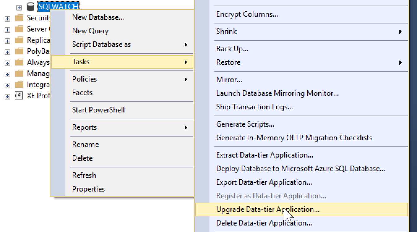 SSMS Upgrade DacPac